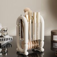 Cutie pentru Depozitare Cosmetice, Flippy, pentru Pensule, Creioane si Buretei, 4 Compartimente, din Plastic, 12 x 10 x 20 cm, Alb