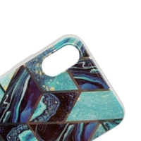 Husa protectie pentru Apple iPhone XR Soft IMD TPU Marble Geometric Albastru