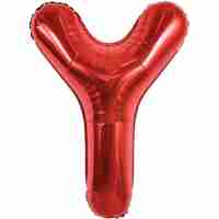 Balon Folie Metalizata Litera Y, Flippy, 40 cm, Umflati cu Heliu sau Aer, Ambalaj Individual, Pai inclus, Rosu