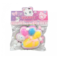 Jucarie Antistres Squishy, Flippy, cu Revenire Lenta, Squeeze Pinch Family, Model Cat Paw, 12.5x10.5 cm, 220g, Ambalaj Transparent, Model 4, Multicolor