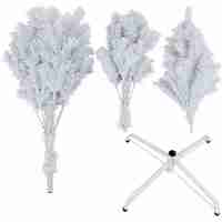 Brad de Craciun artificial cu suport inclus Flippy, 120 cm, 240 ramuri/varfuri, material plastic, suport clasic, fara iluminare, utilizat pentru interior/exterior, alb
