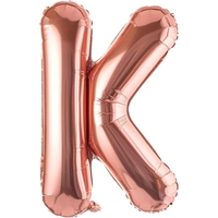 Balon Folie Metalizata Litera K, Flippy, 100 cm, Umflati cu Heliu sau Aer, Ambalaj Individual, Pai inclus, Rose Gold