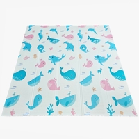 Covoras de Joaca pentru Copii Termic cu 2 Fete, Flippy, Model Ursuleți si Delfini, cu Spuma, Impermeabil, Antiderapant, 200cm x 180cm x 1cm