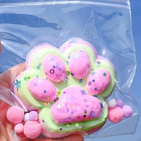 Jucarie Antistres Squishy, Flippy, Revenire Lenta, Model Labuta de Pisica, Squishy, BIG 12.5 x 10.5 cm, 220 g, Model 22, Roz Verde