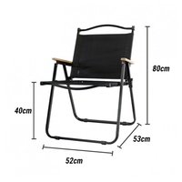 Scaun camping, Aluminiu, Pliabila, Flippy, 52 x 53 x 80 cm, Negru