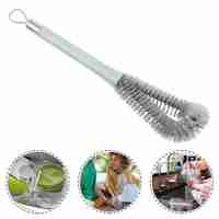 Perie de Curatat Pahare, Sticle, Biberoane, Flippy, cu Maner Lung, Uz Casnic, Silicon, Ergonomic, 3.9x5.4x38.5cm, Verde