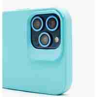 Husa Apple iPhone 13, Flippy, din Silicon Lichid, Interior din Microfibra, Lentile Fosforescente de Protectie Camera, Anti Amprenta, Rezistenta la Socuri, Bleu