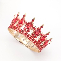 Diadema, Flippy, din Aliaj, cu Cristale, Accesoriu Par, Aniversare, Nunta, Petrecere, 15.5 x 5.3 cm, Rosu
