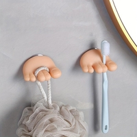Suport de Baie, Flippy, Multifunctional, pentru Periute/Cabluri, din PVC, cu Ventuza, Model Picior, 4 x 6.5 cm, Crem
