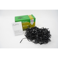 Sectiune Instalatie de Craciun, Flippy®, Tip Turturi, 5 m, 143 LED-uri, cu Flash, Fir Negru, Lumina Alb Rece, IP44, Interconectabila