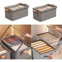 Cutie Depozitare, Flippy, Capac Transparent, Model In Carouri, Model Mic, Maro