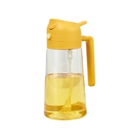 Recipient Ulei 2 in 1, Flippy, Functie Spray & Turnare, din Sticla, Fara Scurgere, 18.5 x 7.7 cm, 470 ml, Galben