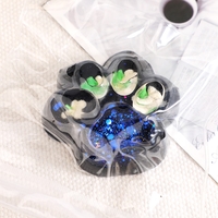 Jucarie Antistres Squishy, Flippy, cu Revenire Lenta, Squeeze Pinch Family, Model Cat Paw, 6.5 x 6 cm, din Tpr, 4-6 Ani, Model 4 Legume, Negru cu Insertii