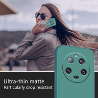 Husa de Protectie, Flippy, pentru Xiaomi 14 Ultra, Liquid Silicone, cu Microfibra pe Interior, Protectie Antisoc, Compatibil Incarcare Wireless, Verde