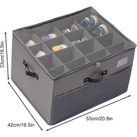 Cutie de Depozitare pentru Pantofi, Flippy, 53x42x33 cm, cu Capac Transparent si Fermoar, din Panza Oxford, Pliabila, Gri