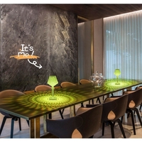 Lampa de birou pe LED RGB 16, Flippy, dimmer tactil, 3 nivele de intensitate, incarcare USB, 3W, Cristal Acrilic, cu telecomanda, forma pahar, transparent
