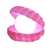 Lampa de Veghe, Flippy, Model Scoica cu Perla, Lumina Calda, 10 x 8.5 cm, Led, Baterii Incluse 3 x LR44, Roz