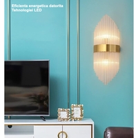 Aplica de Perete, Flippy, pentru Interior, din Otel Inoxidabil si Sticla, LED, Auriu, 45x18 cm