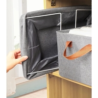 Cutie de Depozitare Tip Cos, Flippy, Material Textil, Pliabila, 47x28x20 cm, 35 l, Cadru Metalic, cu Manere, Maro