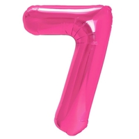 Balon din Folie Metalizata, Flippy, Figurina Cifra, Model 7, Tema Aniversare 100 cm, Ambalaj Individual, Pai Inclus, Umflare cu Aer sau Heliu, Roz