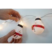 Set 10 Ornamente pentru Instalatie, Flippy, Atasare la Instalatia de Craciun, Design Festiv, Protectie Becuri Instalatie, Rezistente la Zapada, Interior/ Exterior, Model Om de zapada