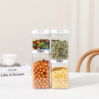 Cuutii de Depozitare Alimente, Flippy, Set din 4 Cutii pentru Condimente in Bucatarie, Cutii de tip Container, Diferite Dimensiuni, cu Capac Ermetic, din Plastic PP, Transparent