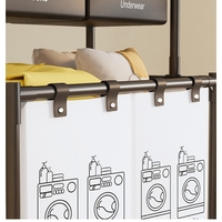 Cos de Rufe, Flippy, cu 2 Etaje, 2 Cosuri, Cadru de Otel Inoxidabil, 97x44x31 cm, Negru
