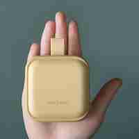 Cutie Depozitare Medicamente Mini, Flippy, 4 Compartimente, Inchidere Etans, Portabila, Patrat, Galben, PP, 7.5x7.5x3 cm