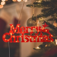Instalatie LED de Craciun, Flippy, Litere 3D, Merry Christmas, Lumina Calda, 27.5 x 10.5 x 1.4 cm, Rosu