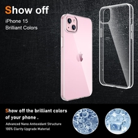 Husa de Protectie din Silicon, pentru Apple iPhone 15, PC, Antisoc, Rezistenta la Impact, Transparenta