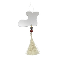 Decoratiune de Craciun, Flippy, pentru Brad, Model Cizma de Mos cu Clopotel, Lucios, Argintiu