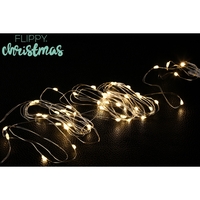 Instalatie Craciun, 5 metri, 50 LED-uri, alb cald, cu baterii, fir cupru, liniar, interior/exterior, Flippy
