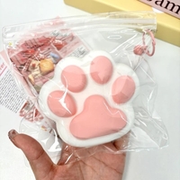 Jucarie Antistres Squishy, Flippy, Revenire Lenta, Model Labuta de Pisica, Squishy, BIG, 12.5 x 10.5 cm, 220 g, Model 10, Alb Roz