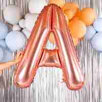 Balon Folie Metalizata Litera A, Flippy, 80 cm, Umflati cu Heliu sau Aer, Ambalaj Individual, Pai inclus, Rose Gold