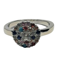 Inel Argint 925 Floare cu Pietre Colorate M 51