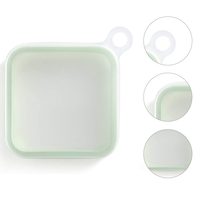 Caserola pentru sandwich Flippy, din silicon si polipropilena, portabil, usor de curatat, capac anti-scurgere, reutilizabil, 15.5 x 15.5 x 2.5 cm, verde