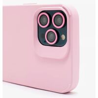Husa Apple iPhone 13 Pro, Flippy, din Silicon Lichid, Interior din Microfibra, Lentile Fosforescente de Protectie Camera, Anti Amprenta, Rezistenta la Socuri, Roz