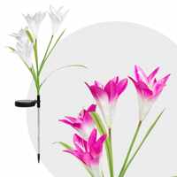Lumina solara LED tip Crin cu 4 flori, inaltime 80 cm, pentru gradina, Flippy