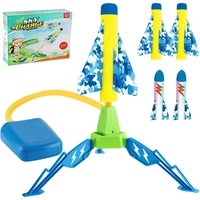 Jucarie pentru Copii, Flippy, Lansator de Rachete cu Piciorul, un Singur Lansator, 4 Rachete Fara Lumini, 40.5 cm Inaltime, Multicolor