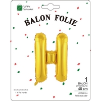 Balon Folie Metalizata Litera H, Flippy, 40 cm, Umflati cu Heliu sau Aer, Ambalaj Individual, Pai inclus, Auriu