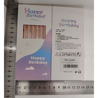 Set 6 Lumanari Lungi, Flippy, din Parafina, 10 x 0.5 cm, Happy Birthday, Oranj Pal
