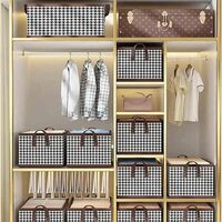 Cutie De Depozitare, Flippy, Pentru Haine, Lenjerie, Sosete Si Sutiene, Material Textil, 7 Compartimente, 44x30x20 cm, Culoare Alb-Negru