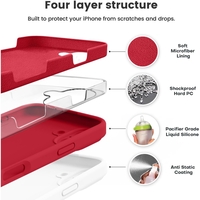 Husa de Protectie, Flippy, pentru iPhone 16, Liquid Silicone, cu Microfibra pe Interior, Protectie Antisoc, Compatibil Incarcare Wireless, Rosu