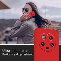 Husa de Protectie, Flippy, pentru Xiaomi 14 Ultra, Liquid Silicone, cu Microfibra pe Interior, Protectie Antisoc, Compatibil Incarcare Wireless, Rosu