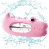 Termometru pentru Baie, Flippy, Plutitor, Rezistent la apa, Multifunctional, Model Crocodil, 2.7x6.5x3.7 cm, Roz