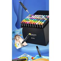 Set 60 Markere, Flippy, pe Baza de Ulei, Dublu Capat, Subtire 1mm si Gros 6 mm, Geanta Depozitare, 15 cm, Multicolor