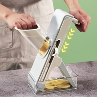 Feliator de Legume Multifunctional, Flippy, Taieturi Diferite, Razatoare pentru Bucatarie, Taietor de Cartofi, Presa Manuala, Pliabila, Extensibila, PP PET, 23.5x9.5x5.5 cm, Alb