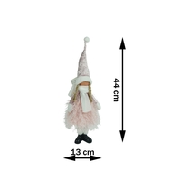 Ornament de Craciun papusa, Flippy, roz/alb, textil, 44 cm