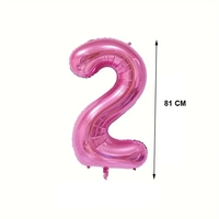 Balon din Folie Flippy, Cifra 2, 81 cm, Pentru Aer sau Heliu, Mov