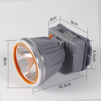 Lanterna LED de Montat pe Cap, Flippy, cu Raza Lunga de Zoom, Reincarcabila USB, Far Telescopic, Rezistent la Apa, Reglabil, pentru Pescuit in Aer Liber, Camping, Lumina Puternica, Lanterna, 10.5x8x6.5 cm, Gri